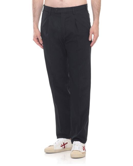 Incotex Blue Pleated Straight-Leg Pants for men