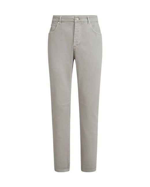 Brunello Cucinelli Gray Logo-Patch Straight Leg Jeans for men