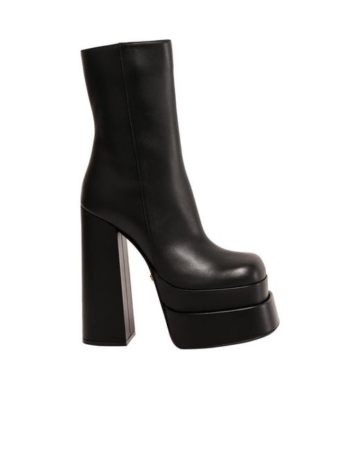 Versace Black Block Heel Platform Boots