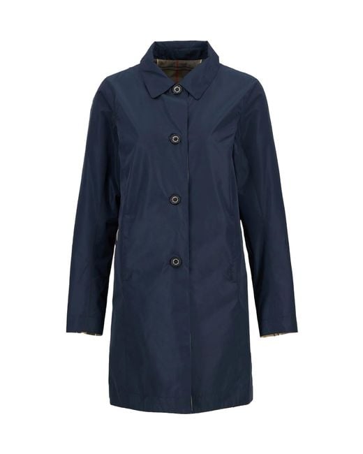 Barbour Blue Straight Hem Buttoned Coat