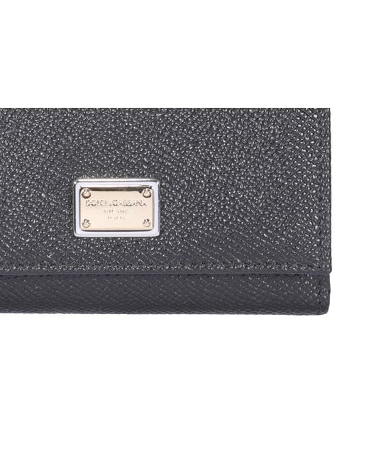 Dolce & Gabbana Gray Logo Plaque Trifold Wallet