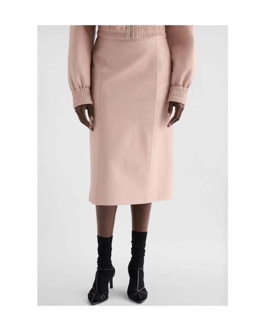 Jil Sander Pink Midi Leather Skirt