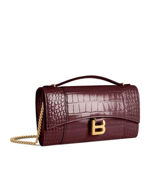 Balenciaga Red Hourglass Pochette With Chain