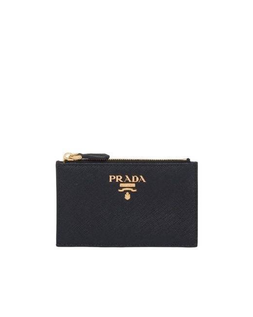 Prada Blue Saffiano Leather Card Holder