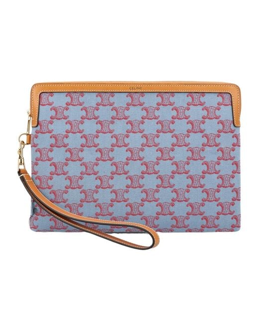 Céline Blue Small Pouch With Strap Cuir Triomphe