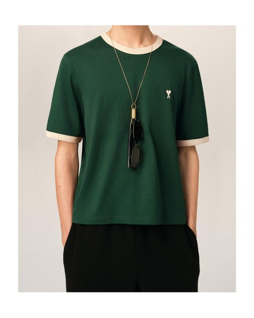 AMI Green Ami Ami De Coeur Long Sleeve Crewneck T-Shirt for men