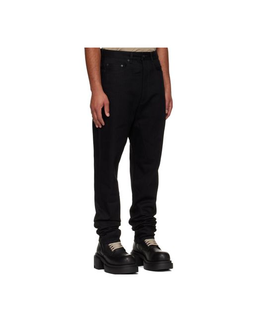 Rick Owens Black Concordians Collapse Long Jeans for men