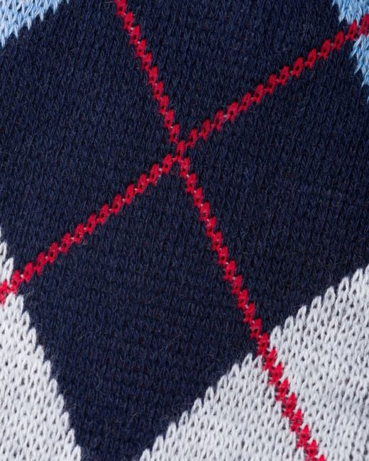 Prada Blue Triangle-Logo Argyle Socks