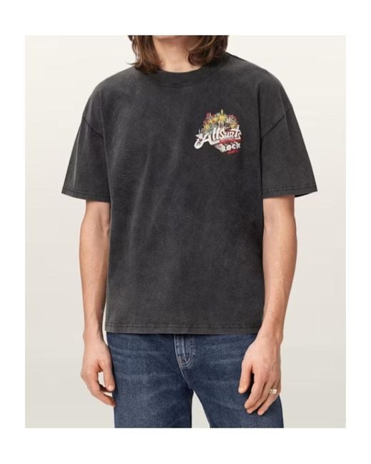 AllSaints Black Roque Graphic-Print T-Shirt for men