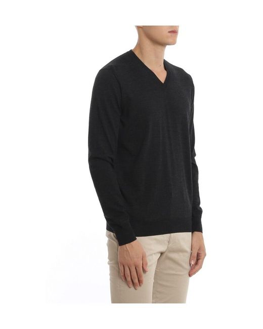 Drumohr Black V-Neck Knitted Jumper for men