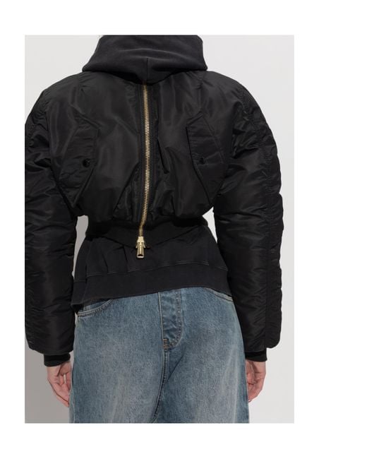 Vetements Black Zip-Up Cropped Bomber Jacket