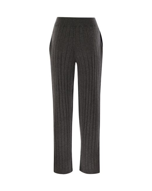 Brunello Cucinelli Black Elasticated Waistband Knitted Trousers