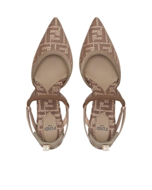 Fendi Multicolor Logo Detailed Slingback Pumps