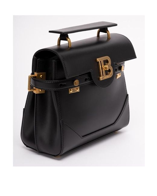 Balmain Black Smooth Leather B-Buzz 23 Bag