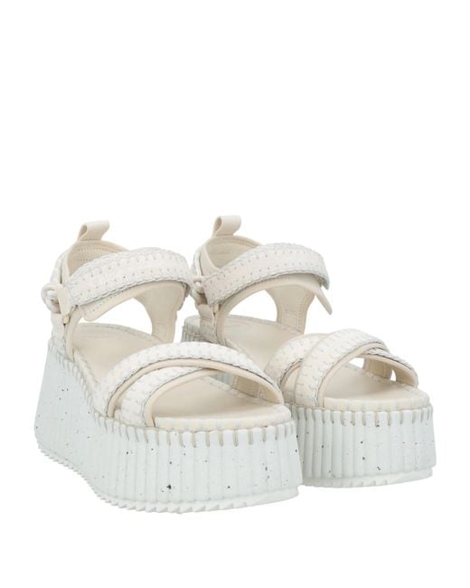 Chloé White Suede Mule Sandals