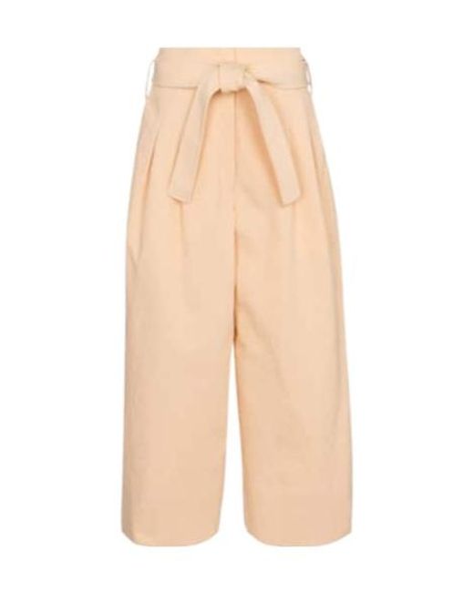 Jil Sander Natural Belted Cotton Wide-Leg Pants