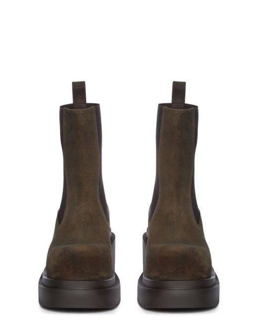 Rick Owens Brown Beatle Bogun Block Heel Chelsea Boots
