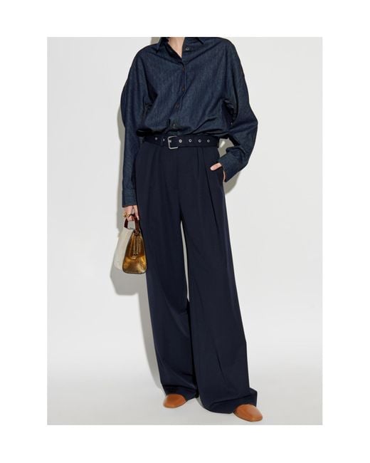 Dries Van Noten Blue Pleat-Detailing Trousers