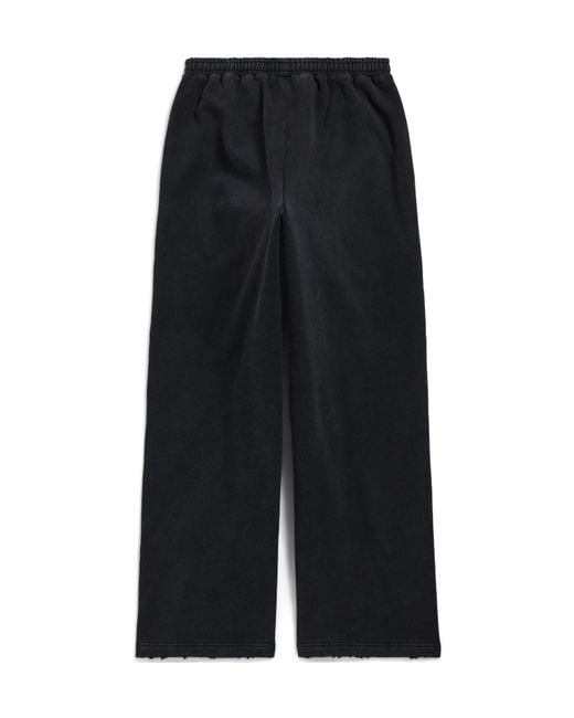 Balenciaga Black Cotton Masking Tape Logo Sweatpants for men