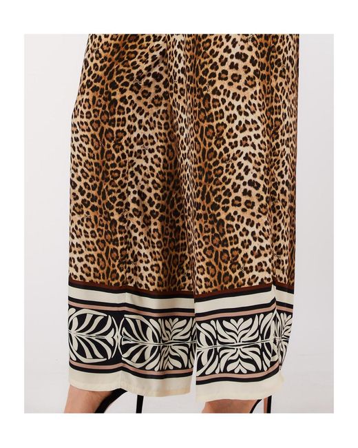 Liu Jo Brown Leopard Print Border Trousers