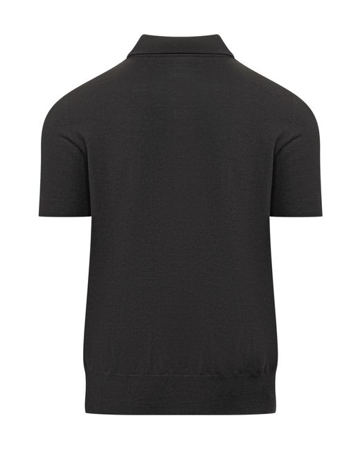 DSquared² Black D2 Leaf Knitted Polo Shirt for men