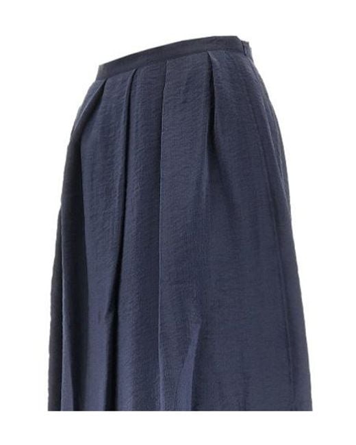 Emporio Armani Blue Pleated Midi Skirt