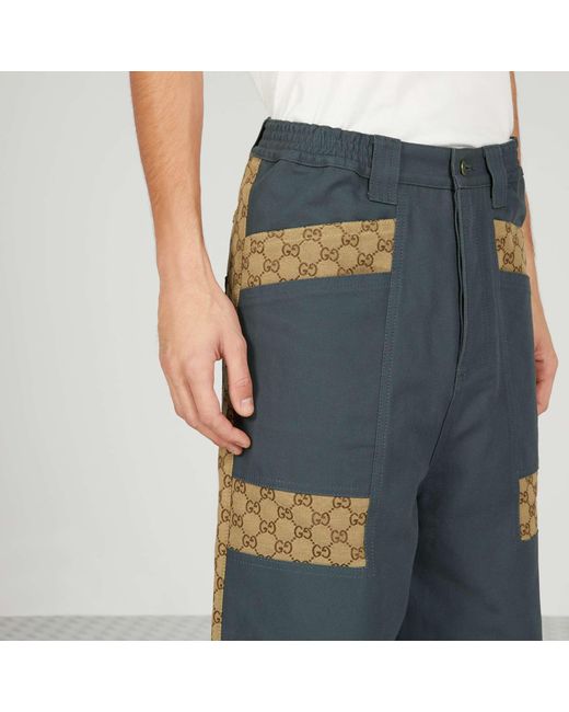 Gucci Gray Panel-Detailed Straight Leg Trousers for men