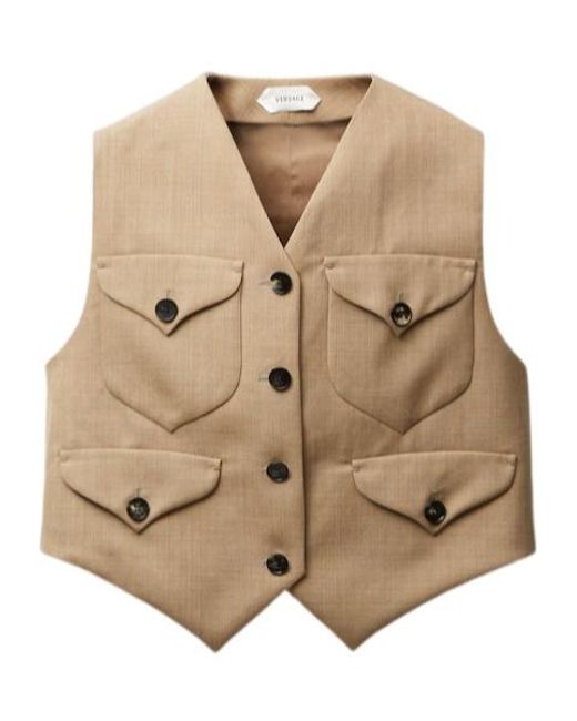 Versace Natural Buttoned Utility Vest Top