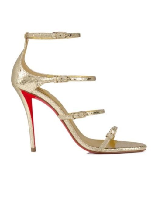 Christian Louboutin White High-Heeled Strappy Sandals