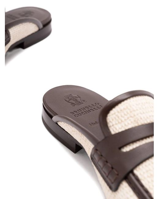 Brunello Cucinelli White Almond Toe Slip-On Mules