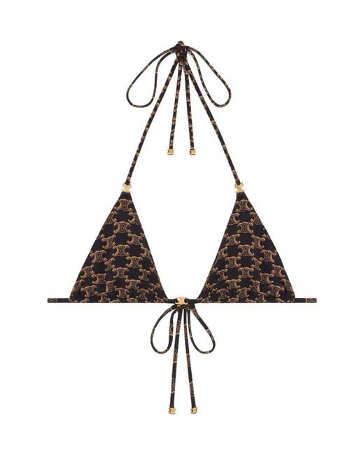 Céline Metallic Matt Jersey Triangle Top With Monogram