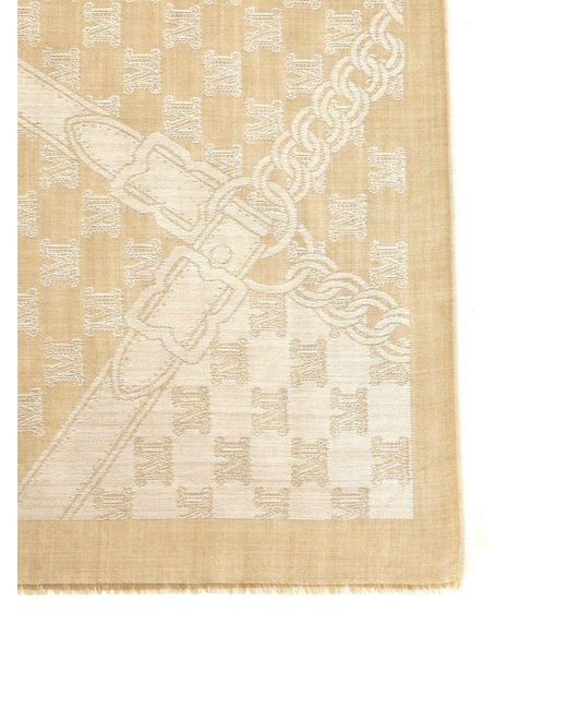 Max Mara Natural Monogram-Pattern Fringed Scarf