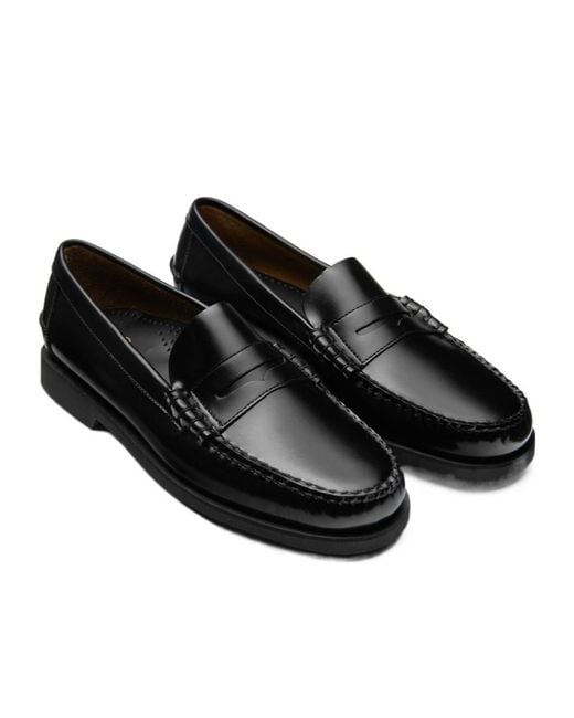 Sebago Black Dan Po Lt Leather Loafers for men