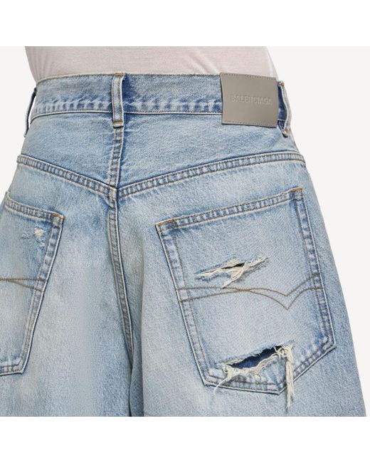Balenciaga Blue Denim Stay Press Shorts for men