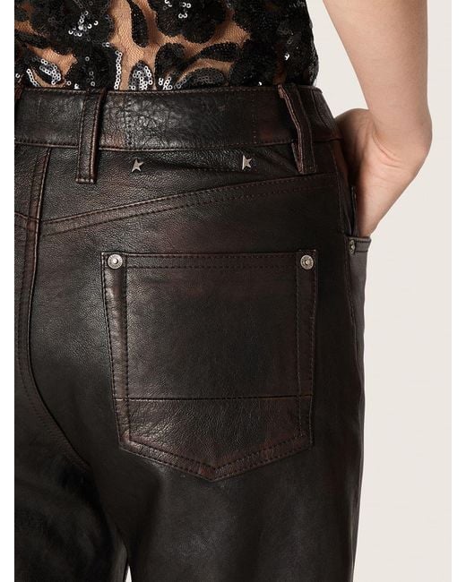 Golden Goose Deluxe Brand Gray Straight-Leg Leather Pants