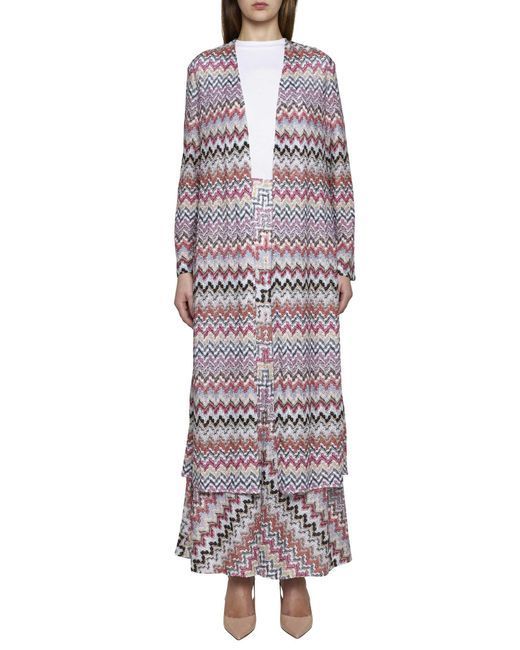 Missoni Purple All-Over Patterned Long-Sleeved Cardigan