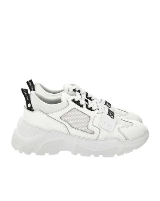 Versace Jeans White Speedtrack Logo-Embossed Mesh Sneakers for men