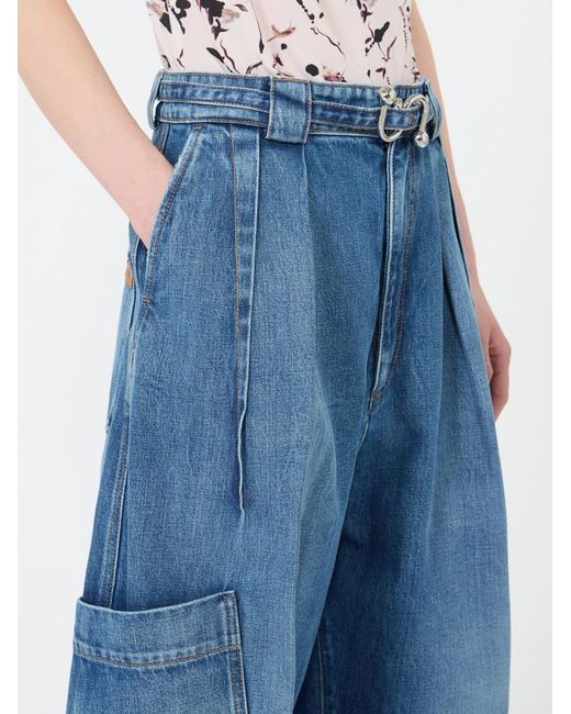 Sportmax Blue Spdlastra Oversized Denim Cargo Jeans