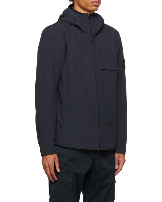 Stone Island Blue Hoded Zipper Casual Jacket for men