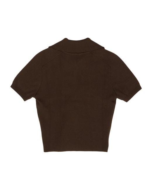 Magda Butrym Brown Short-Sleeved Knitted Cardigan