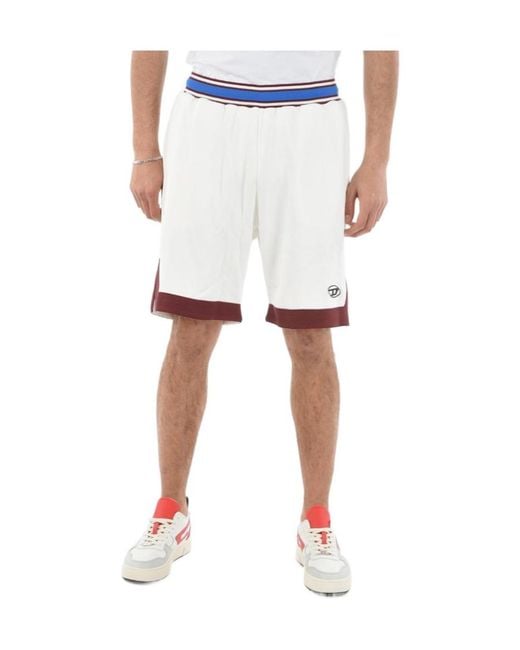 DIESEL White P-Bowly Logo Patch Sweatshorts for men