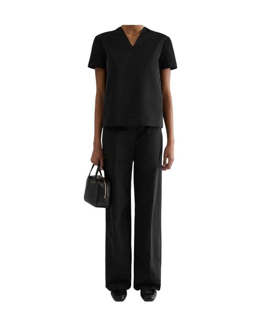 Jil Sander Black Tailored Wide Leg Trousers