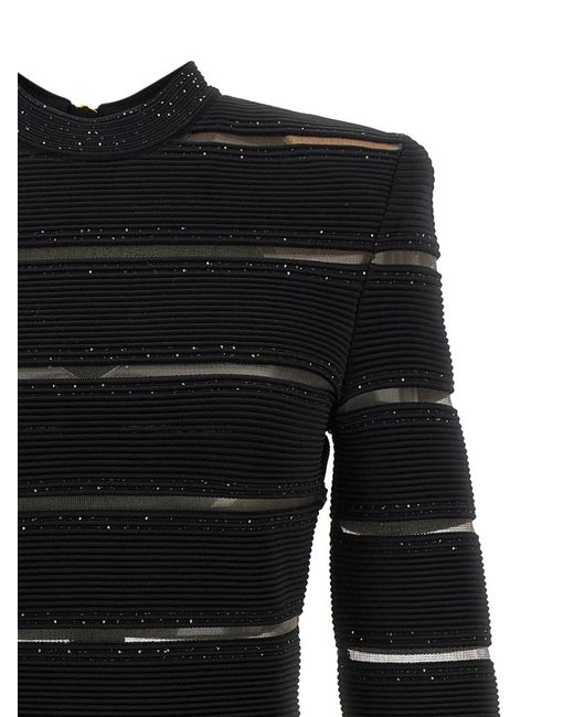 Balmain Black Shimmering Sequinned Mini Dress