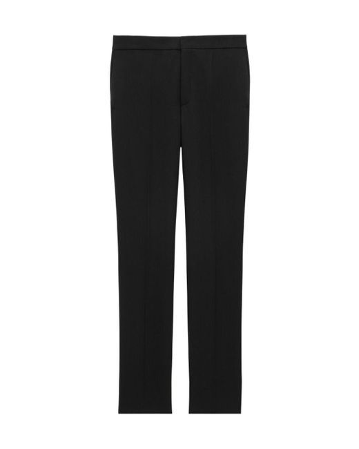 Saint Laurent Black Mid-Rise Slim-Fit Pants for men