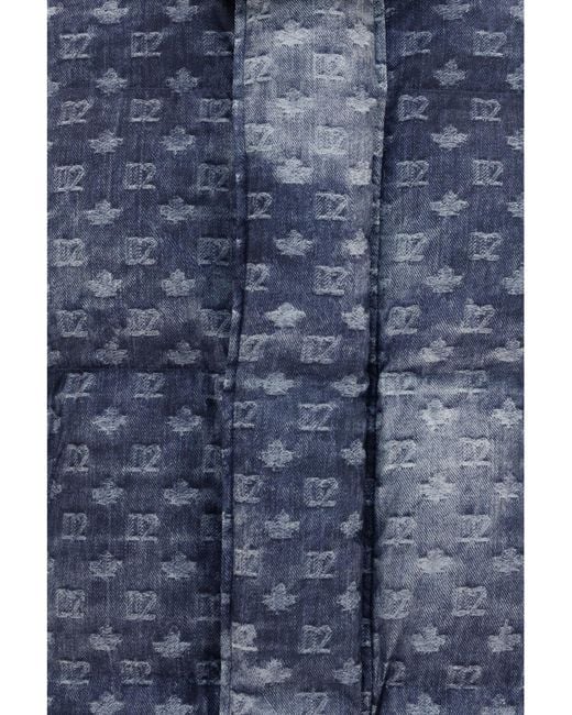 DSquared² Blue Monogram Down Jacket for men