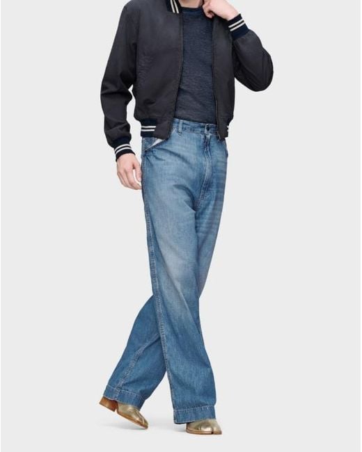 Maison Margiela Blue Varsity Bomber Jacket for men