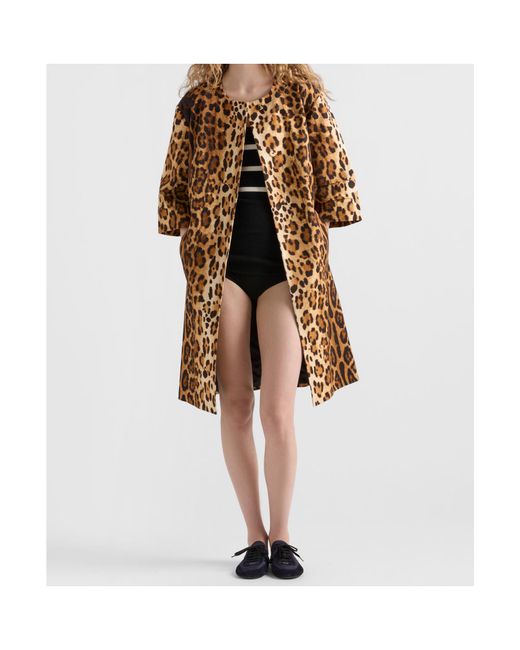 Prada Brown Leopard Print Drill Coat