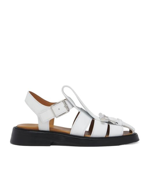 McQueen White T-Bar Cage Sandals