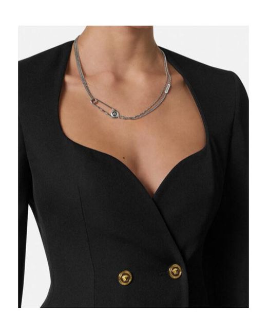 Versace Metallic Safety-Pin Pendant Necklace for men