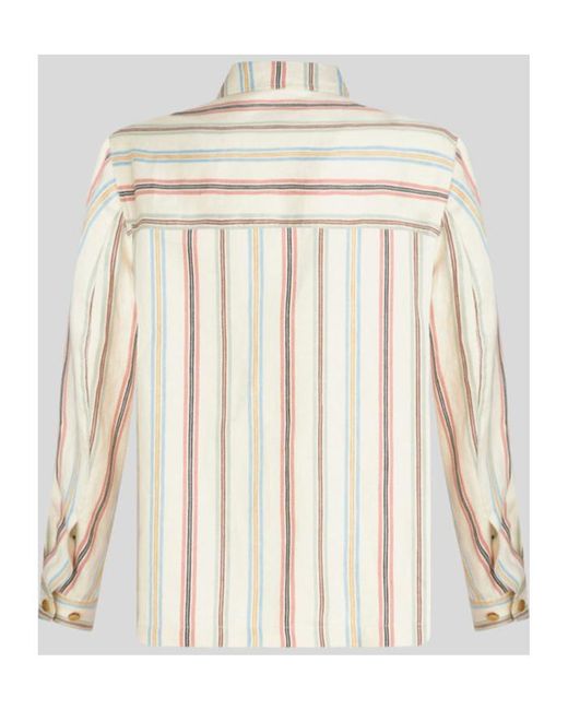 Etro Natural Striped Buttoned Overshirt for men